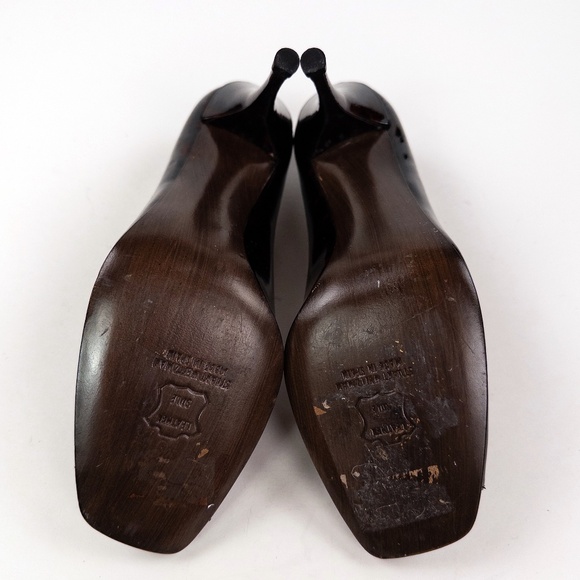 Stuart Weitzman Tortoiseshell Patent Peep Toe Pumps Heels - Picture 5 of 7